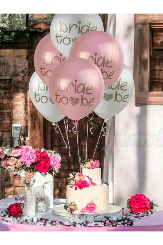 Happyland Bride To Be 10’lu Balon Seti (Pembe ,Beyaz,Şeffaf Bride Baskılı Balon )