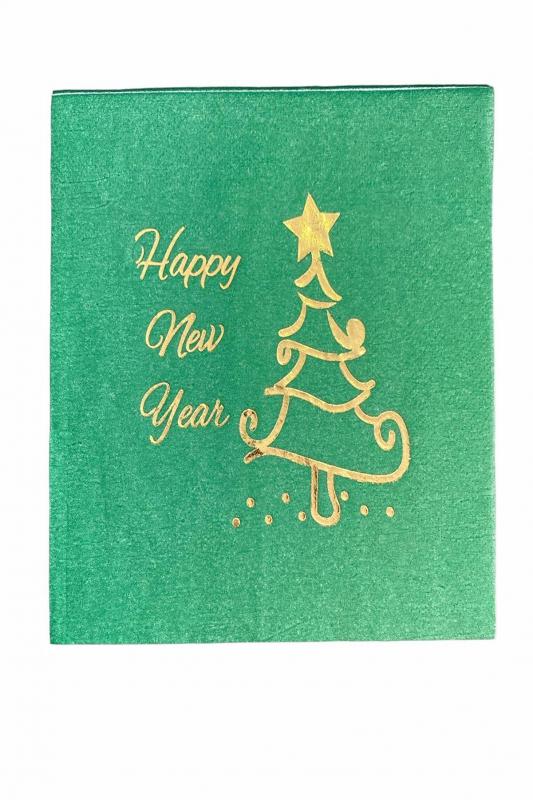 Happyland Yılbaşı Dekorasyon Varaklı Yeşil Peçete Noel Peçetesi 16 Adet Yılbaşı Peçetesi
