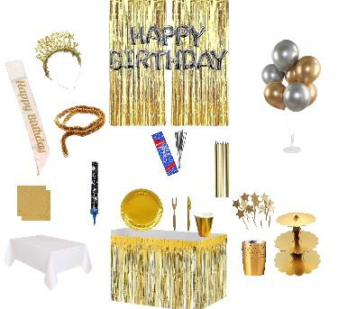 Happyland Yetiştin Parti Tam Dolu Full Set Yetişkin Doğum Günü Seti Gold Herşey Dahil Paket1