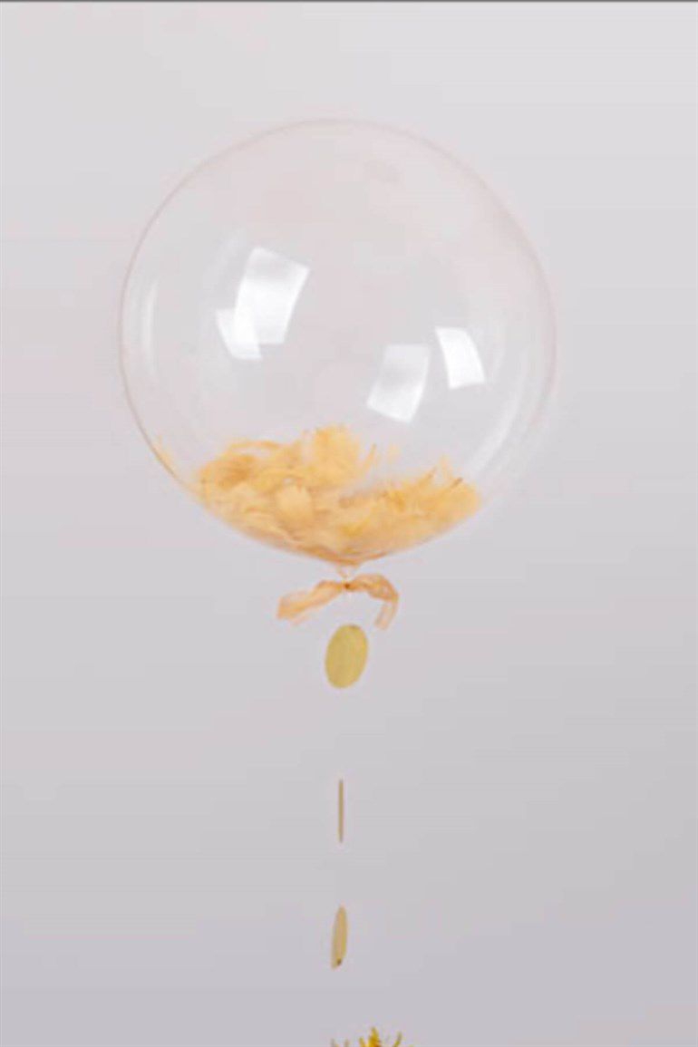 Gold Tüylü Şeffaf Balon 24 İnch