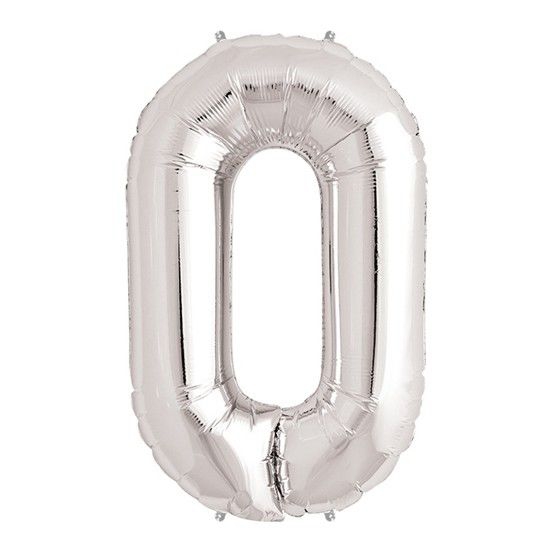 0 SAYI 40 İNÇ FOLYO GÜMÜŞ BALON BÜYÜK BOY 100 CM