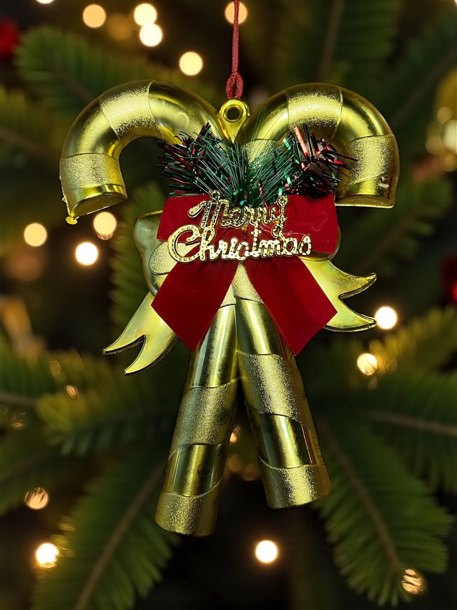 Happyland Yılbaşı Süsü Baston Şeker Süsü Gold Kapı Duvar Ağaç Süsü HP125