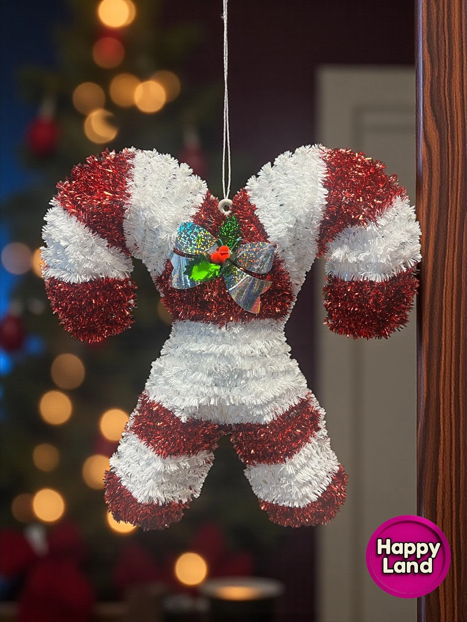 Happyland Yılbaşı Süsü Baston Şekerli Model 35 CM Baston Duvar Kapı Ağac Süsü HPY10