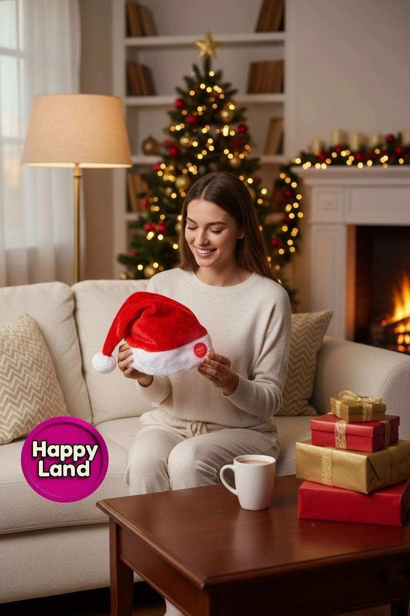 Happyland Yılbaşı Şapkası Hareketli Müzkli Noel Baba Şapkası 38 cm HAPPY20251M