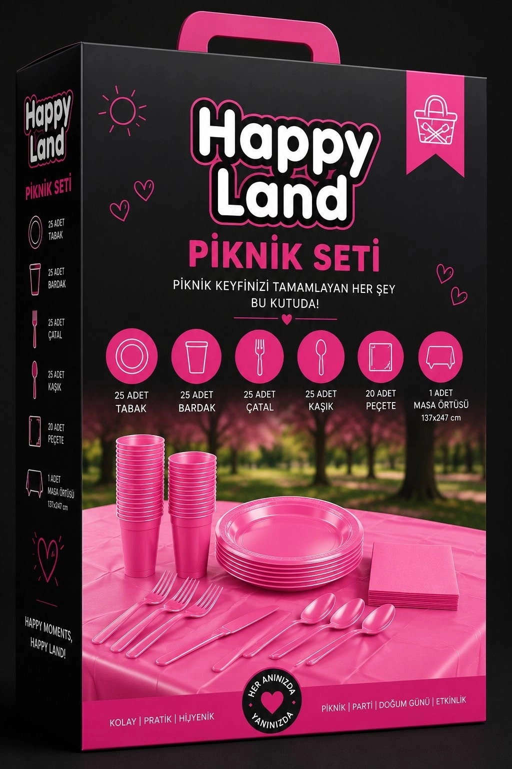 Pembe Plastik Piknik Seti 25 Kışilik