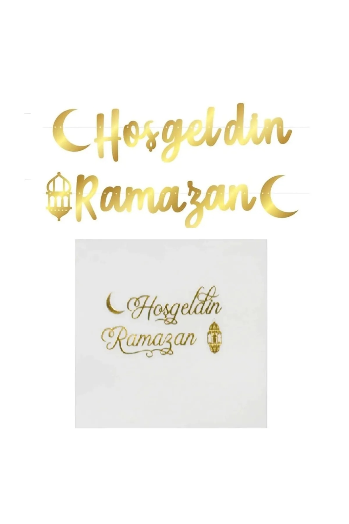 Happyland Ramazan Hoşgeldin Ramazan Varaklı Peçete Ve Hoşgeldin Ramazan Kaligragi Gold Yazı Seti