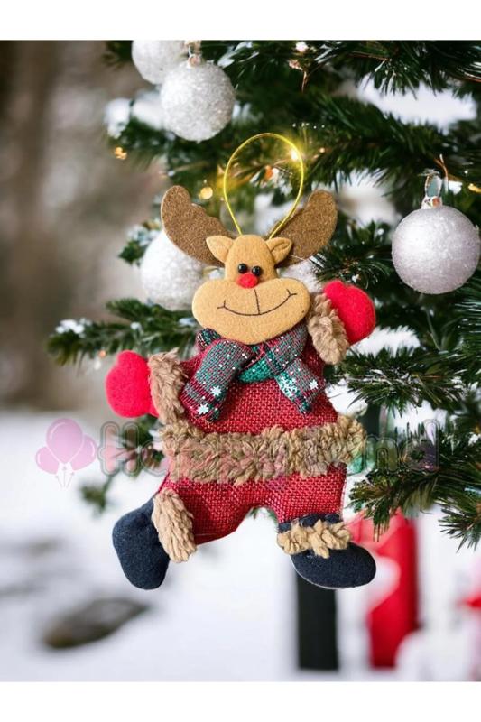 Happyland Yılbaşı Sevimli Geyik Peluş Model 1 Adet Asma Süs Yılbaşı Ağacı Süsü Geyik Yeni Yıl Dekor