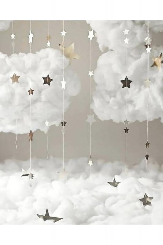 Happyland Yıldızlı Bulut Konseptli Parti Zincir Balon Seti Cloud Balloon Set Balon + Yıldız Ip Süs 