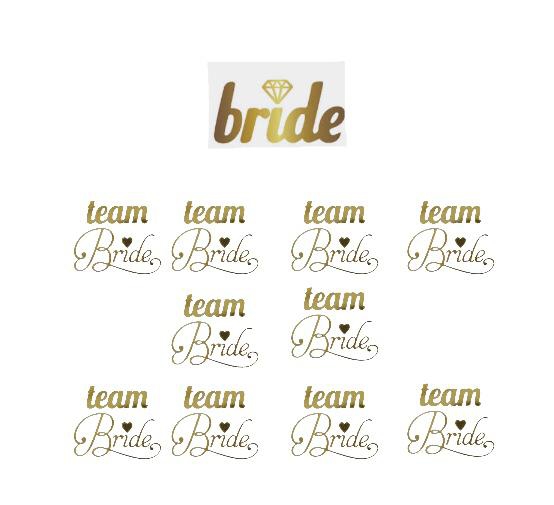 Happyland Tektaş Detaylı İtalik Bride Gelin Dövmesi ve Team Bride İtalik Yazılı Dövme 10’lu Bride To Be Partisi Kutlama Dövmesi Gelin Nedime Geçici Dövme Seti Gold