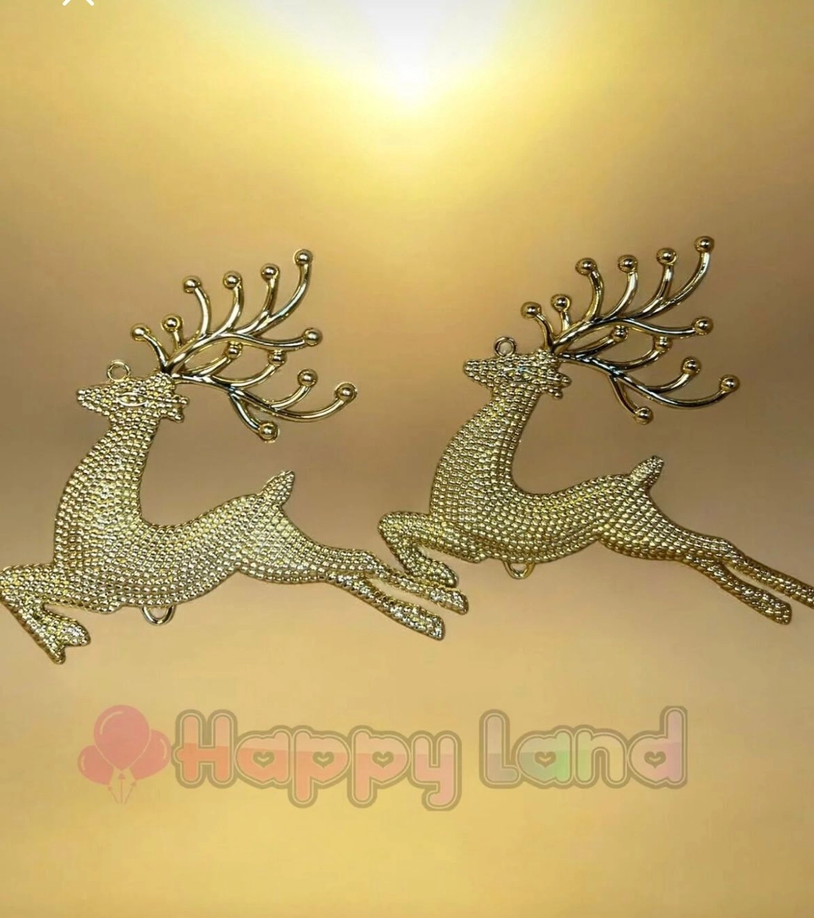 Happyland Yılbaşı Ağacı Süsü 2 Adet Gold Renk Geyik Süs 14 Cm Yılbaşı Süsü