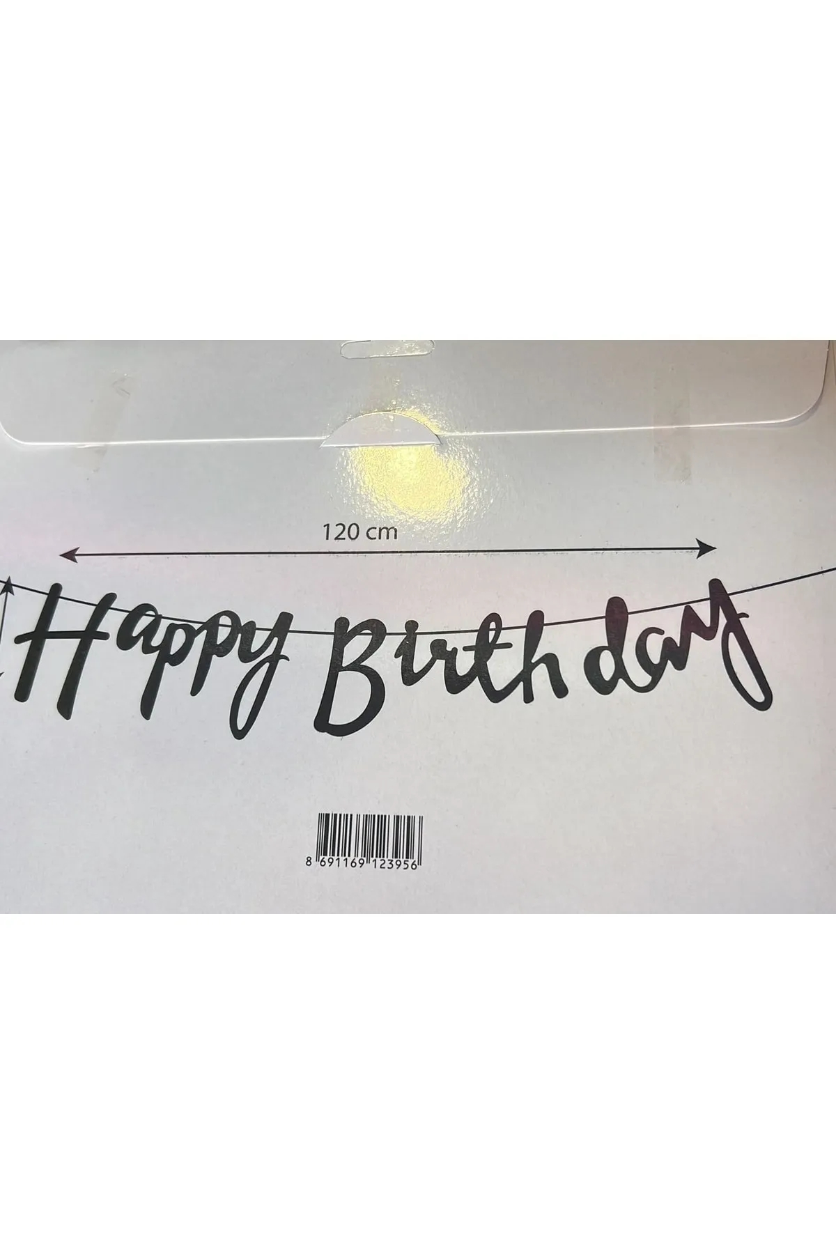 Happyland İpli İtalik Happy Birthday Yazılı Kaligrafi Banner Siyah