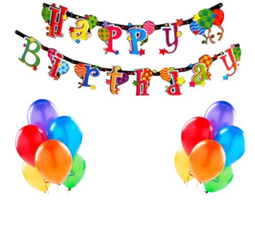 Happyland Renkli Happy Birthday Seti Doğum Günü Kutlama Seti Balon + Açılır Yazı Rengarenk 2’li Set