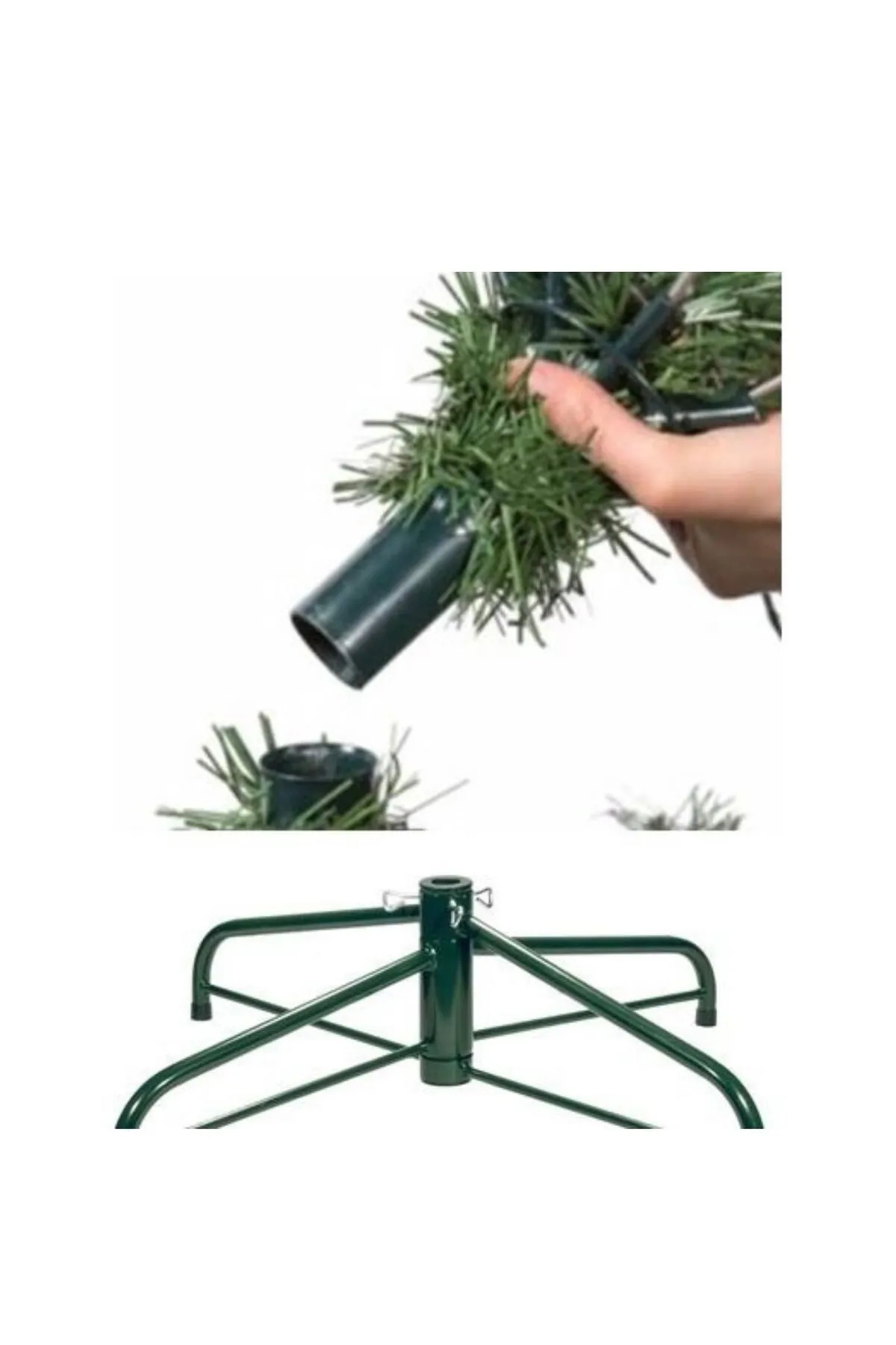 Happyland  Cansüs 150 Cm Lüks Yılbaşı Ağacı Kraft Kutulu Dal Metal Ayak Yılbaşı Süsleri Yılbaşı Ağacı 