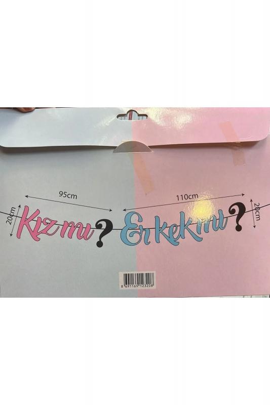 Happyland İpli İtalik Kız mı Erkek mi Yazılı Cinsiyet Partisi Cinsiyet Öğrenme Kaligrafi Banner