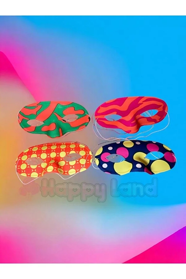 Happyland%20Doğum%20Günü%20Parti%20Maskesi%204%20adet%20Renkli%20Plastik%20Parti%20Maskesi