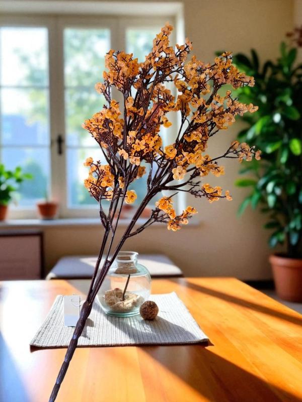 Yapay Turuncu Bahar Dalı 55 Cm Turuncu Renk Japon Kiraz Çiçeği