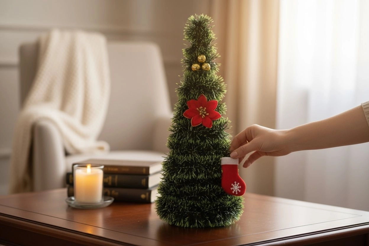 Happyland Masa Üzeri Yılbaşı Ağacı 45 cm Figürlü Lüks Yılbaşı Ağacı Dekor HPY5