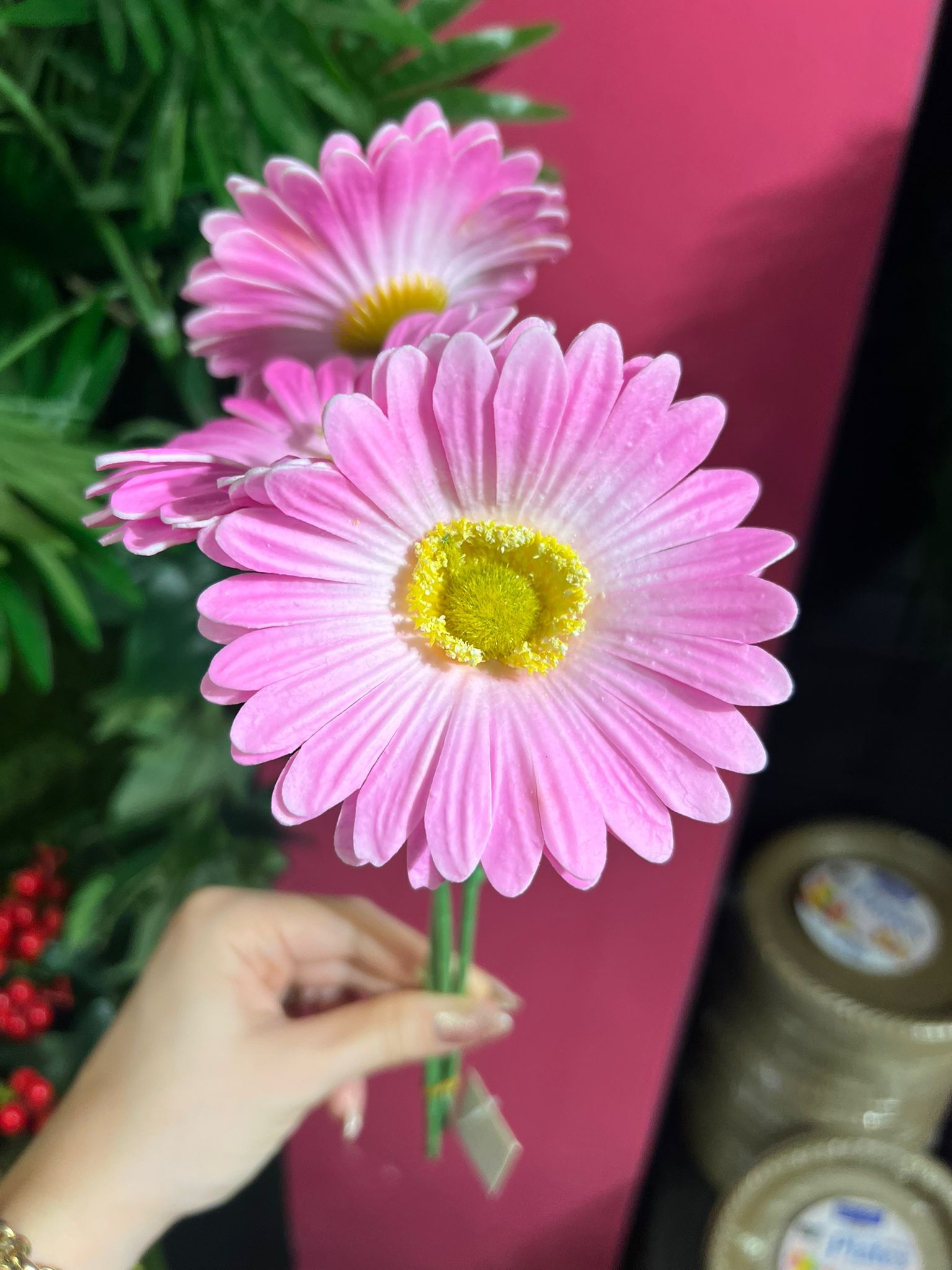 Happyland Yapay Çiçek Garbera Islak Papatya Pembe Renk 3 Adet HPY-26216