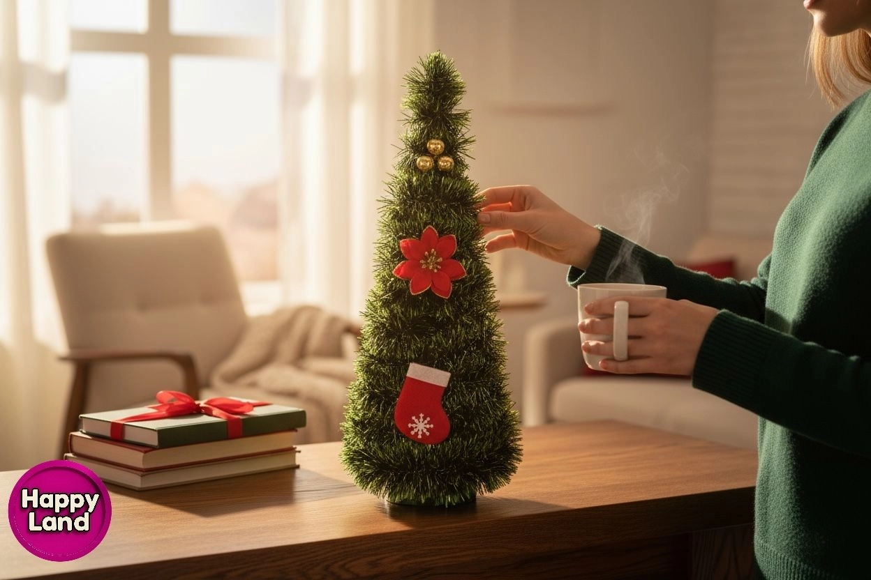 Happyland Masa Üzeri Yılbaşı Ağacı 45 cm Figürlü Lüks Yılbaşı Ağacı Dekor HPY5