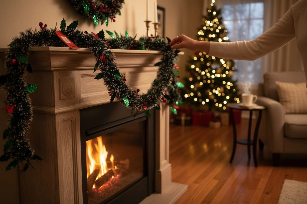 Happyland Yılbaşı Süsü Karlı Süslü Tinsel Garland Sim 2 m Yeşil Renk Kirazlı Model HPY4