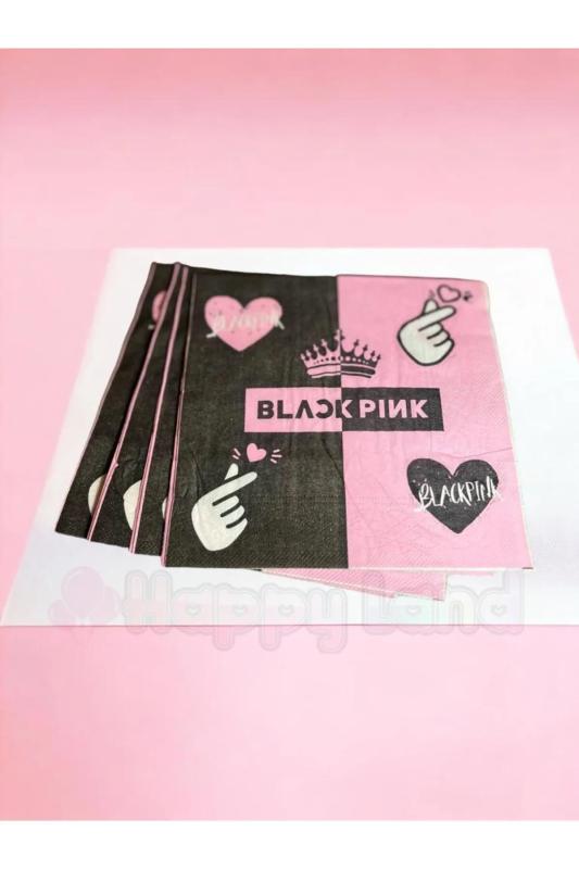 Happyland Black Pink Peçete Black Doğum Günü Peçetesi 16 ’lı Parti Peçetesi Pembe Siyah