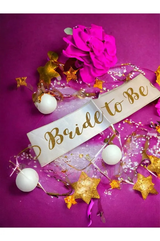 Happyland Simli Beyaz Üzeri Gold Yazılı Bekarlığa Veda Bride To Be Kuşak Kurdele