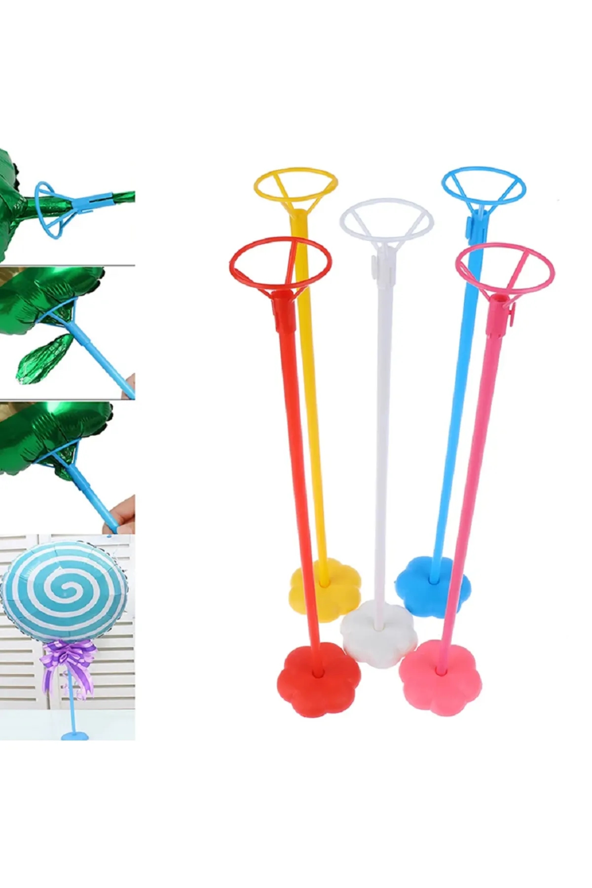 Happyland%20Tek%20Ayaklı%20Renkli%20Balon%20Standı%20Yer%20Standı%20Balon%20Standı%205’li%20Balon