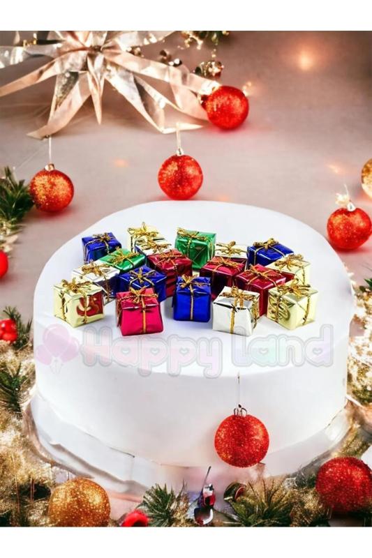 Happyland Yılbaşı Ağacı Süsü 12’li Hediye Paketi Çam Ağacı Süsü Hediye Paketi Şeklinde Yılbaşı Süsü 