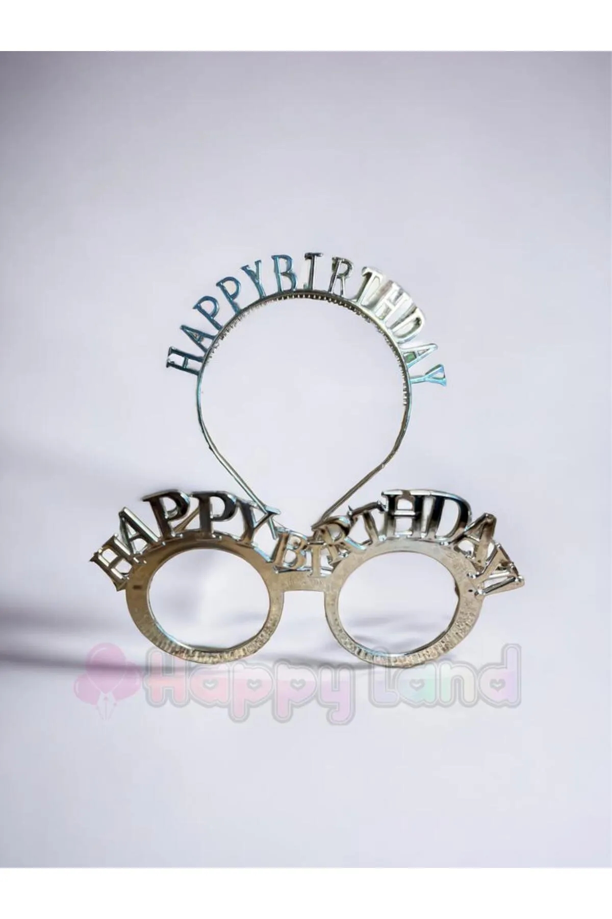 Happyland Happy Birthday Tac Gözlük Seti Gümüş Renk Doğum Günü Parti Aksesuar Taç Gözlük