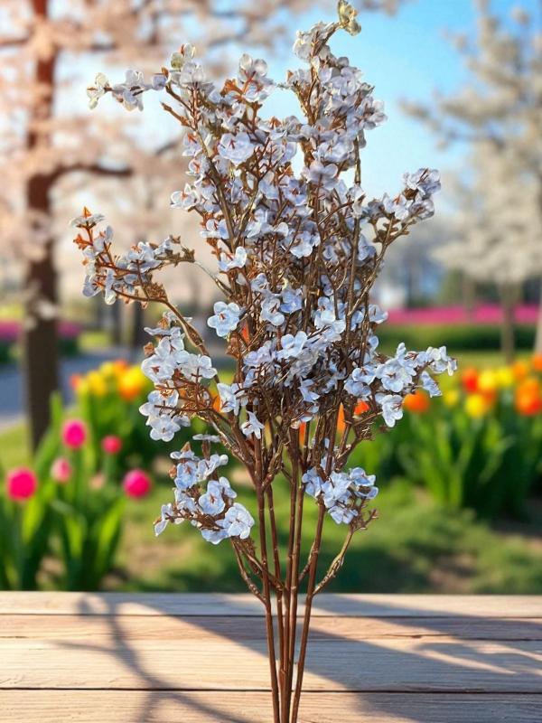 Happyland Yapay Mavi Bahar Dalı 55 Cm Sarı Renk Japon Kiraz Çiçeği
