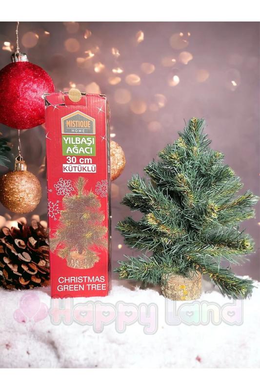 Happyland 30 cm Kütüklü Yılbaşı Ağacı Özel Kutusunda Masa Üzeri 30 cm Yılbaşı Ağacı
