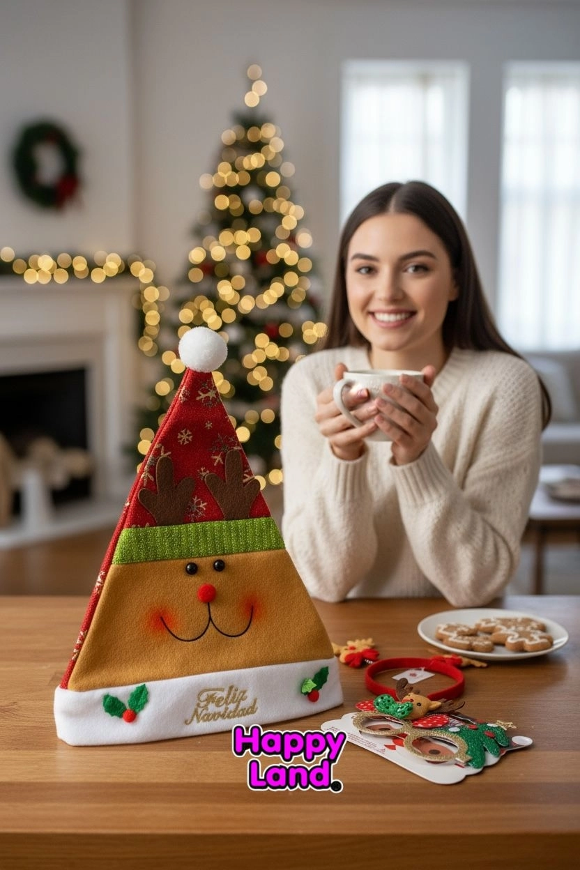 Happyland Yılbaşı Geyikli Aksesuar Seti Lüks (Geyikli Şapka,Gözlük,Taç ) Seti 3’lü