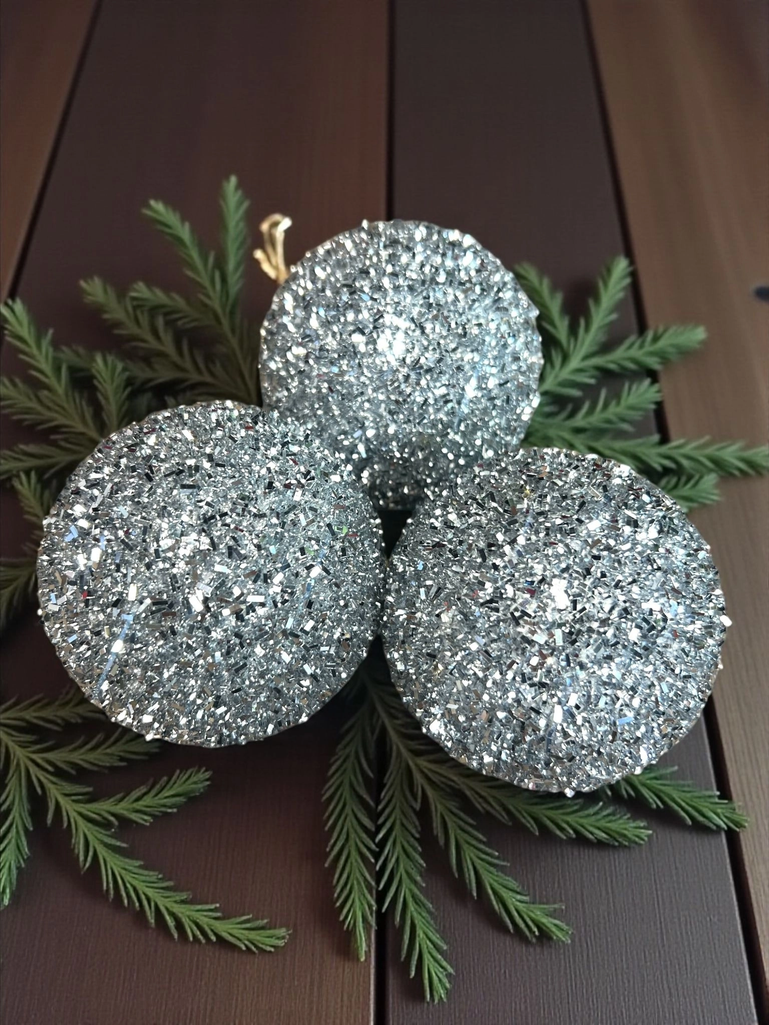 Happyland Yılbaşı Çam Ağacı Süsü 3 Adet Gümüş Pullu Parıltılı Büyük Boy YılBaşı Topu HPY26043