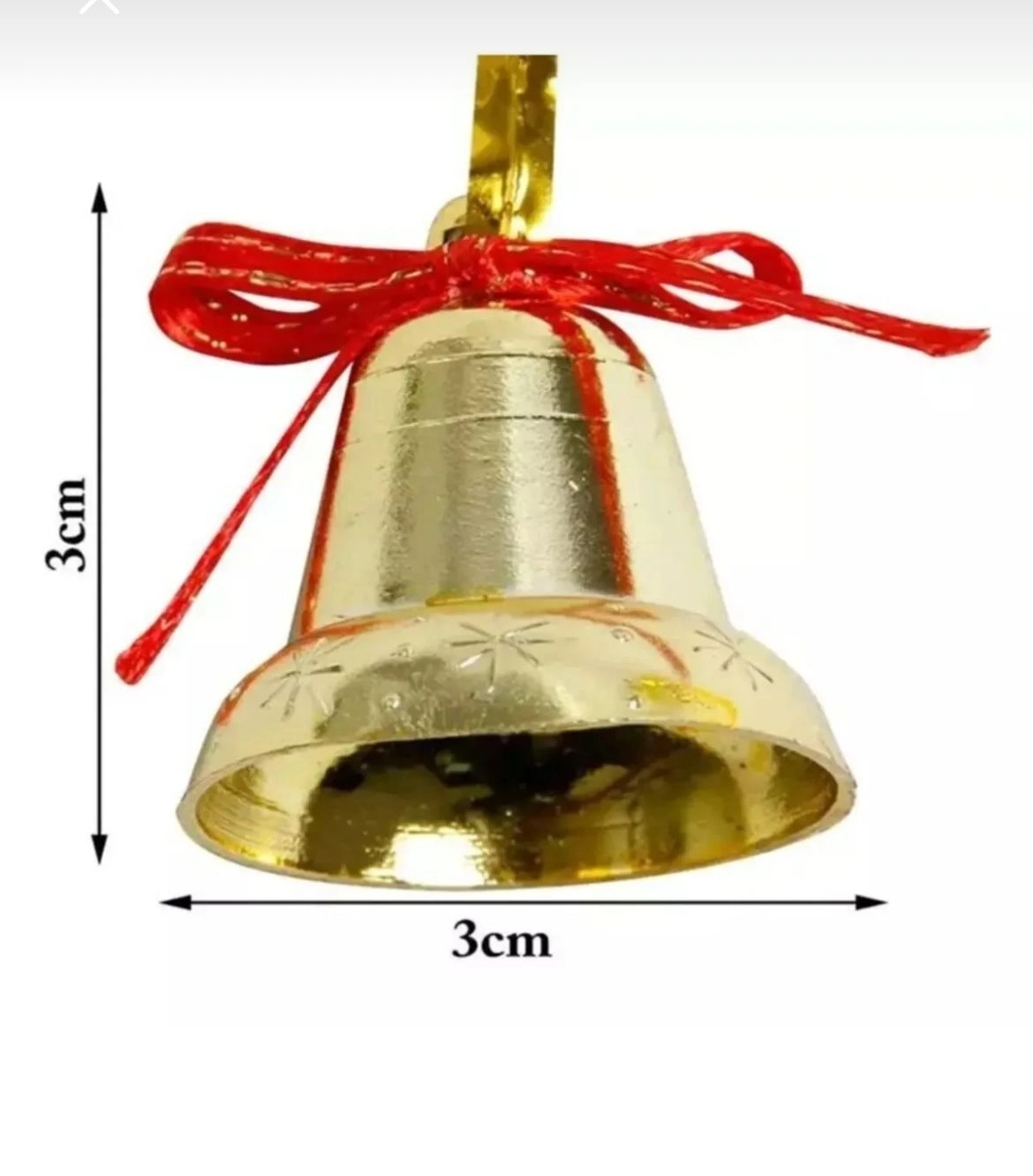Happyland Yılbaşı Ağacı Süsü Kırmızılı 9’lu Çan Süs 3 Cm Gold Renk Çam Ağacı Süsü Ipli Çan HPY26008