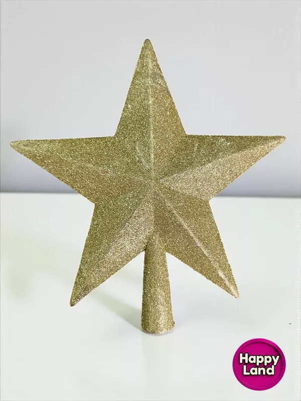 Happyland Yılbaşı Ağacı Tepe Yıldızı Gold Simli Lüks Büyük Boy25 Cm Yeni Yıl Ağaç Yıldızı HPY26024