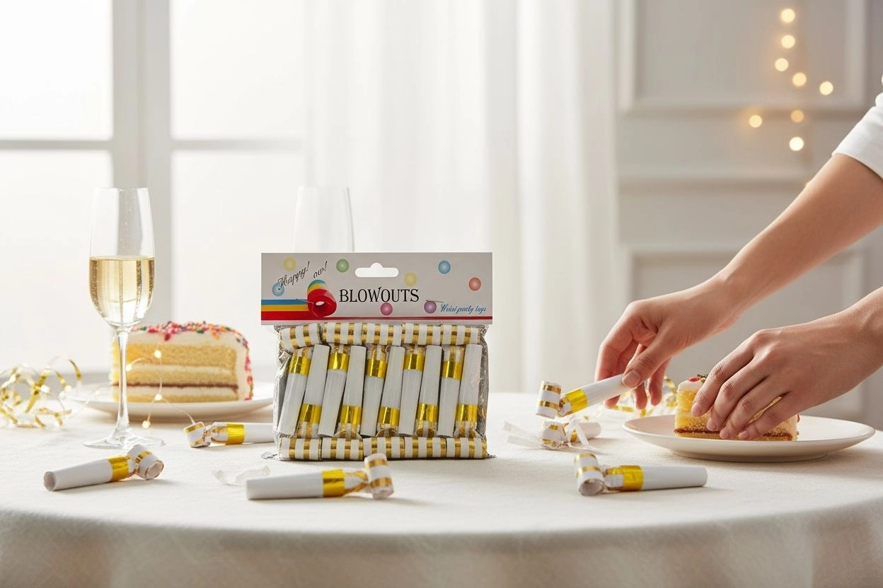 Happyland Yılbaşı Uzayan Düdük Kaynana Dili 10 Adet Gold Çizgili Parti Ve Doğum Günü YılbaşıDüdüğü