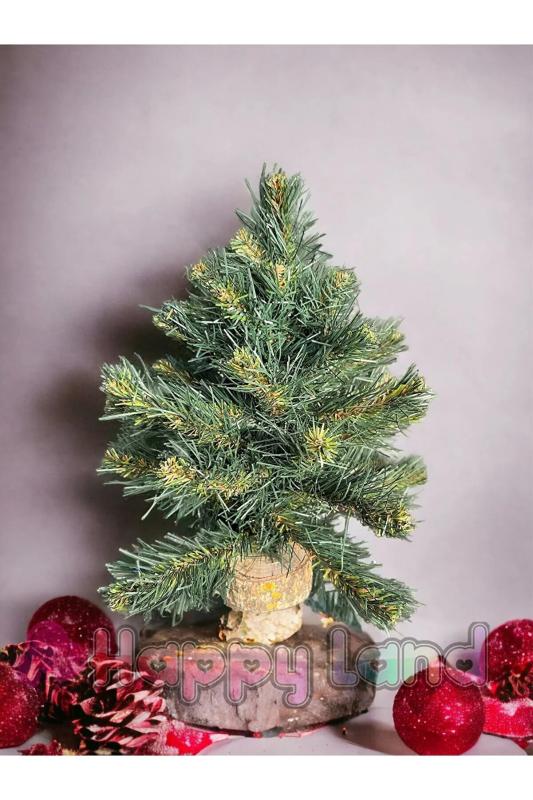 Happyland 30 cm Kütüklü Yılbaşı Ağacı Özel Kutusunda Masa Üzeri 30 cm Yılbaşı Ağacı
