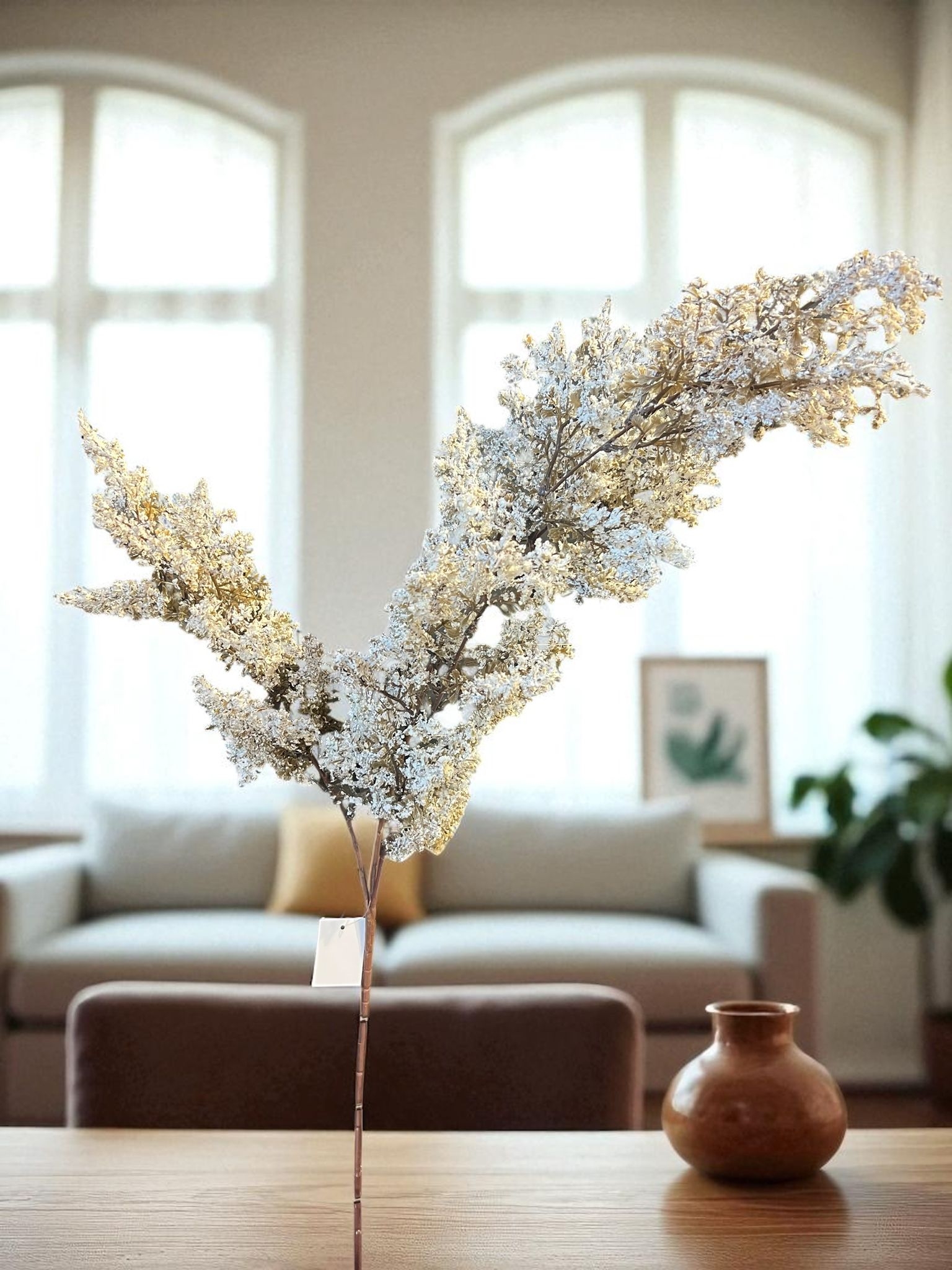 Happyland Yapay Çiçek Beyaz Pampas Cipso Lüks Çiçek Dekor Ev Dekorasyon Çiçeği 100 cm