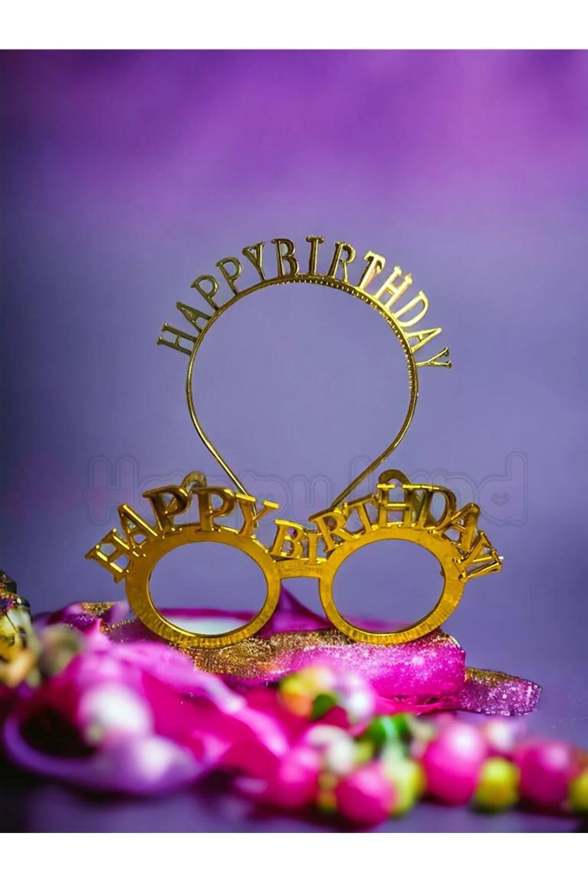 Happyland%20Happy%20Birthday%20Tac%20Gözlük%20Seti%20Gold%20Renk%20Doğum%20Günü%20Parti%20Aksesuar%20Taç%20Gözlük