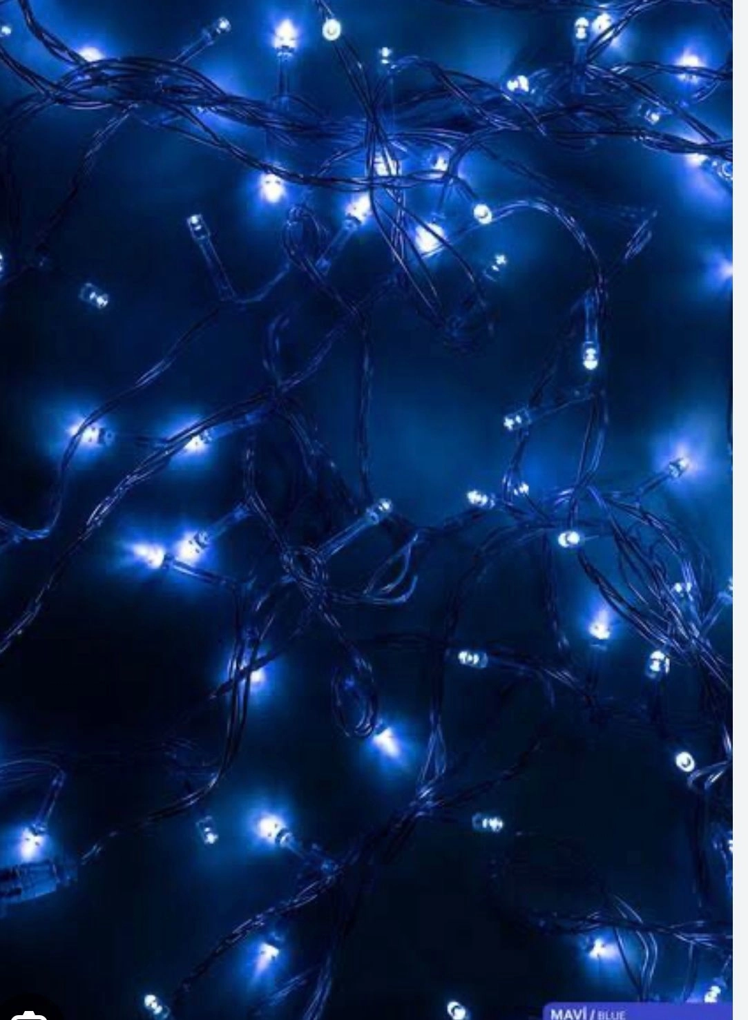 Happyland 20m 200LED Mavi Renk Fişli Siyah Kablo Eklemeli Led Işık Yılbaşı Organizasyon Aydınlatma