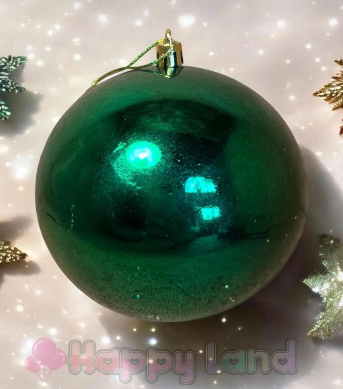 Happyland Yılbaşı Ağacı Süsü Büyük Boy 12 Cm Yılbaşı Topu Yeşil Renk Parlak 1 Adet Yılbaşı Topu HAPPY2025130