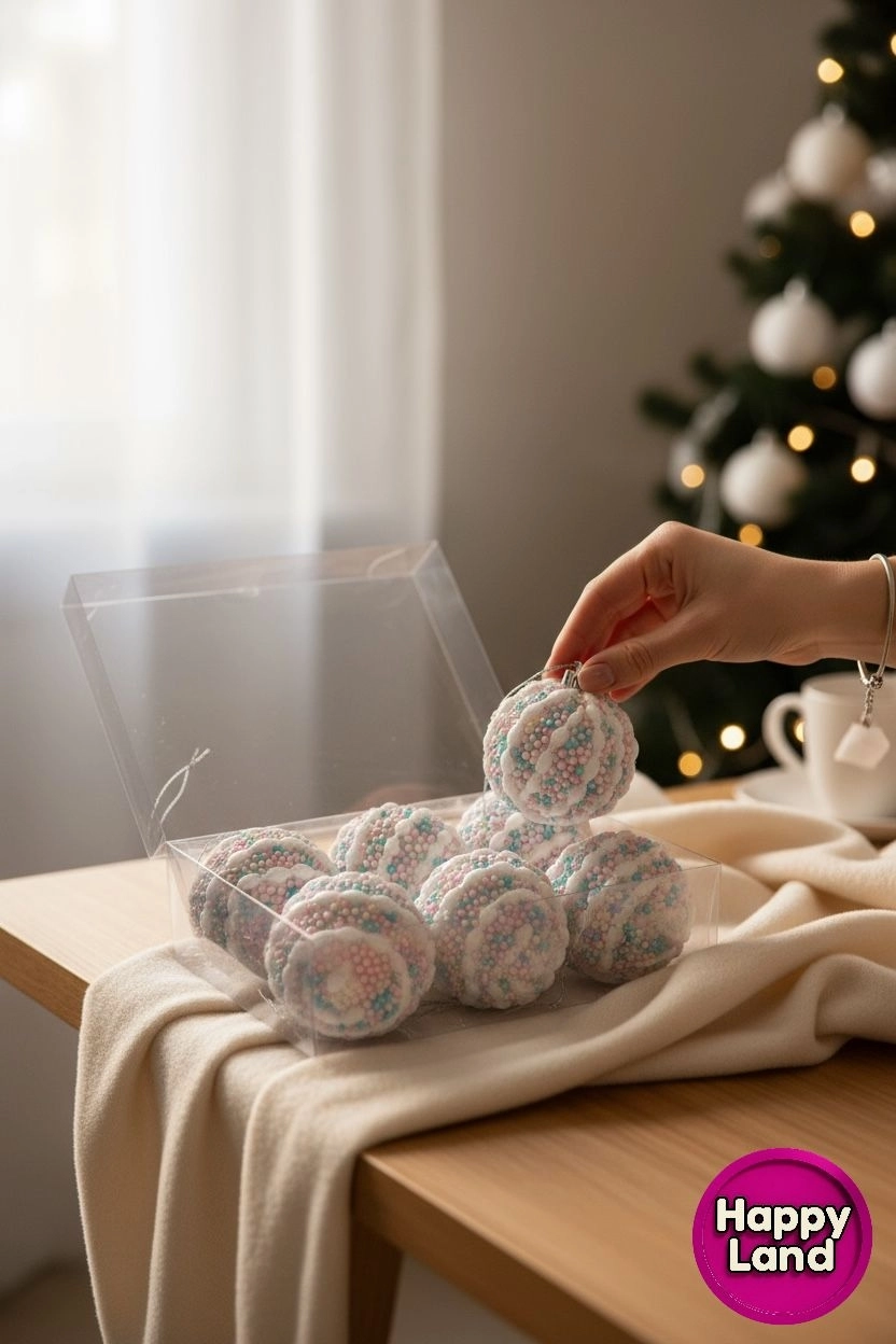 Happyland Yılbaşı Çam AğacI Süsü Makaron Şeker Yılbaşı Topu Renkli Pastel Top 6’lı 5 cm HAPPY2025118