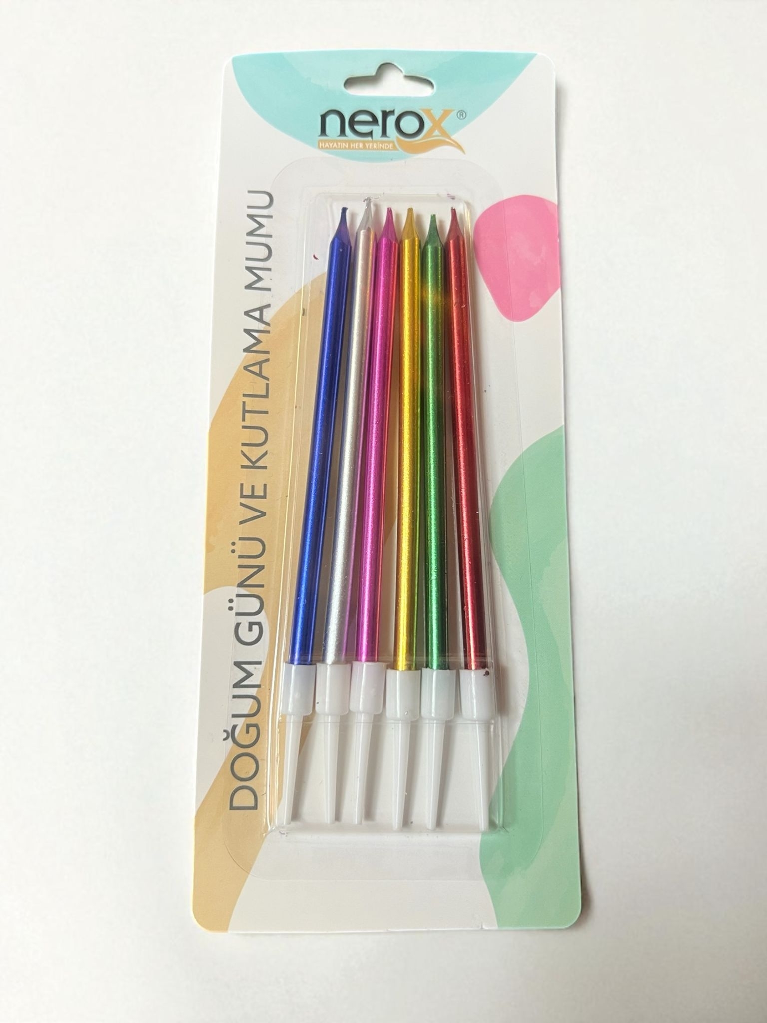 Happyland Çok Renkli Metalik 6’lı Pasta Mumu Doğum Günü Mumu