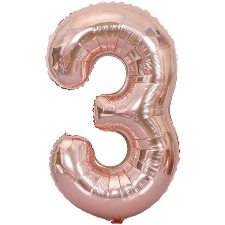 Happyland 3 Rose Gold Rakam Folyo Balon 100 Cm