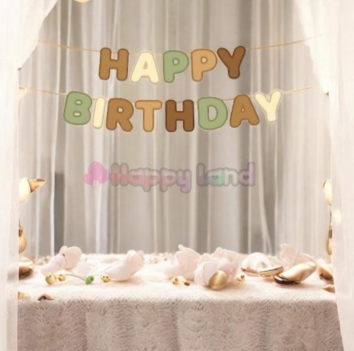 Happyland Happy Birthday Retro Renkli Dekoratif Banner Duvar Süsü Retro Konsept Doğum Günü Süsleri