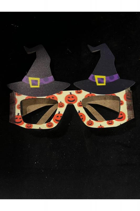 Happyland Halloween Cadı Şapkası Model Ahşap Parti Gözlüğü Cadılar Bayramı Gözlüğü