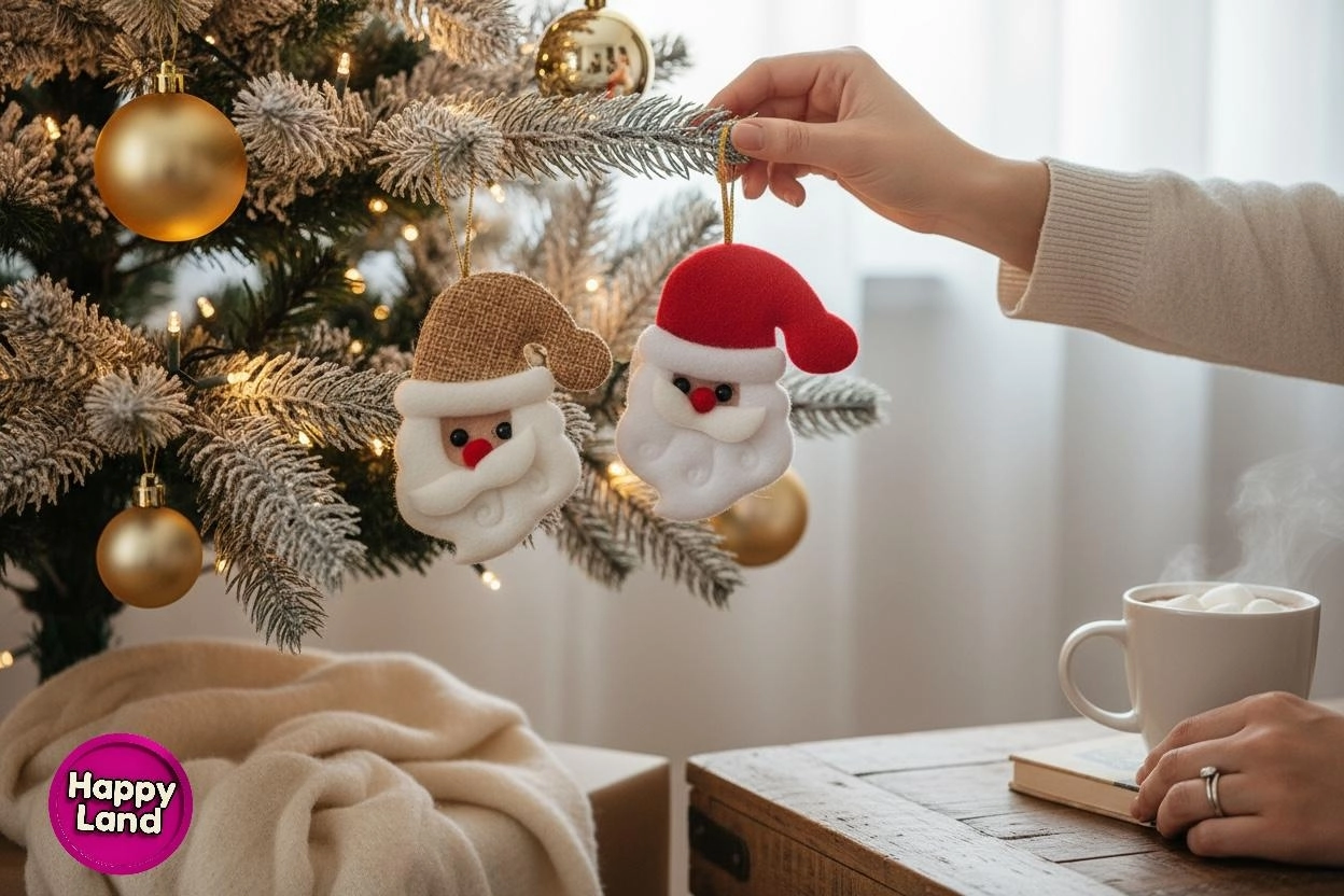 Happyland Yılbaşı Ağacı Süsü 2’li Noel Baba Kırmızı-kahve Renklerde Peluş Asma Süs 10 cm HPY26047