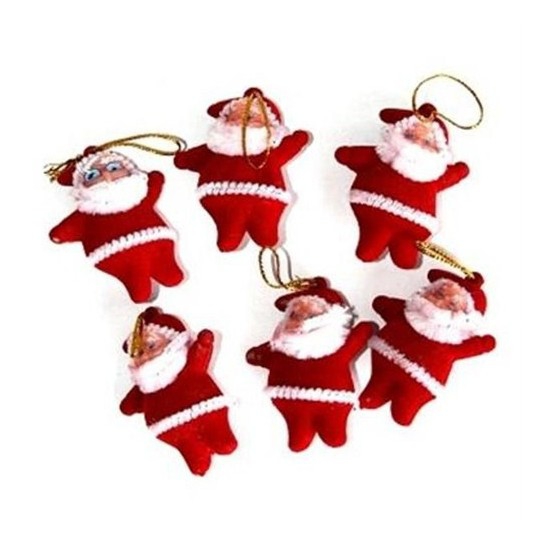 Yılbaşı  6 lı noel baba kırmızı renk ağaç süsü
