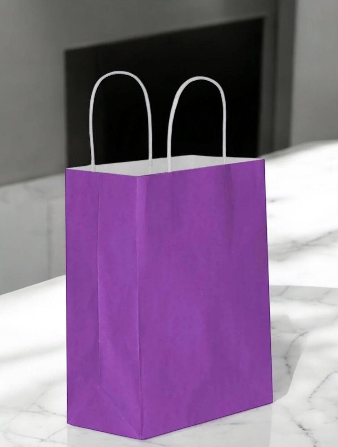    Mor Karton Çanta Büyük Boy Büküm Saplı 25 Adet 25*12*31cm -