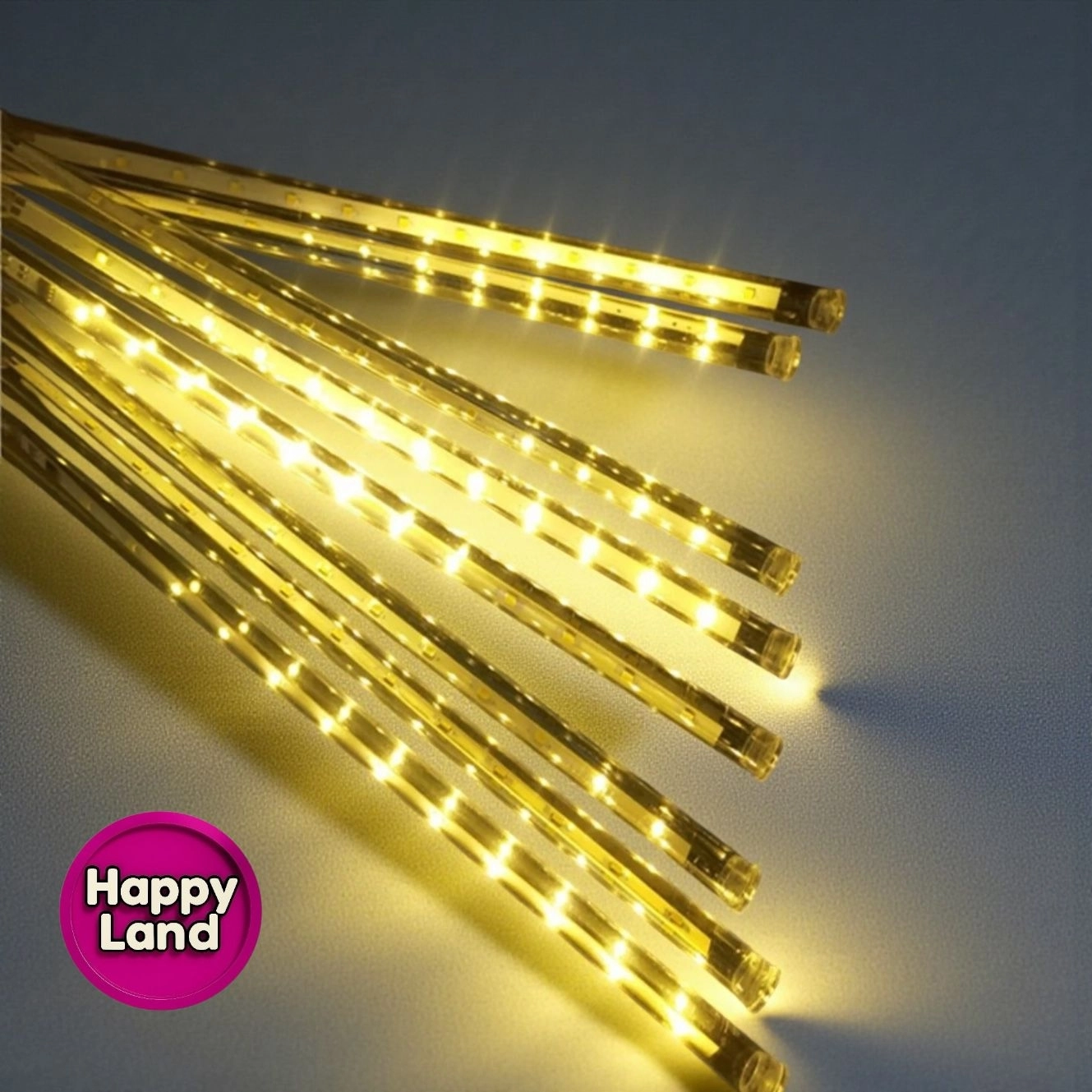 Happyland Happylnd Akan Sarı Meteor Yağmur Led Işık Sarı Renk 8 Tüp 50 cm Eklemeli Yılbaşı MekanAğacAydınlatma